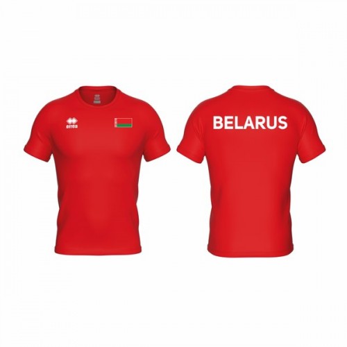 Футболка спортивная  ERREA EVO BELARUS c флагом РБ Красная